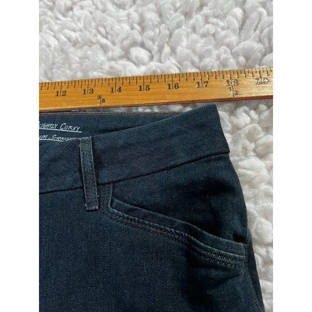 Eddie Bauer Slightly Curvy Jeans Sz 14 Womens Slim Straight  Dark Wash - Picture 12 of 12